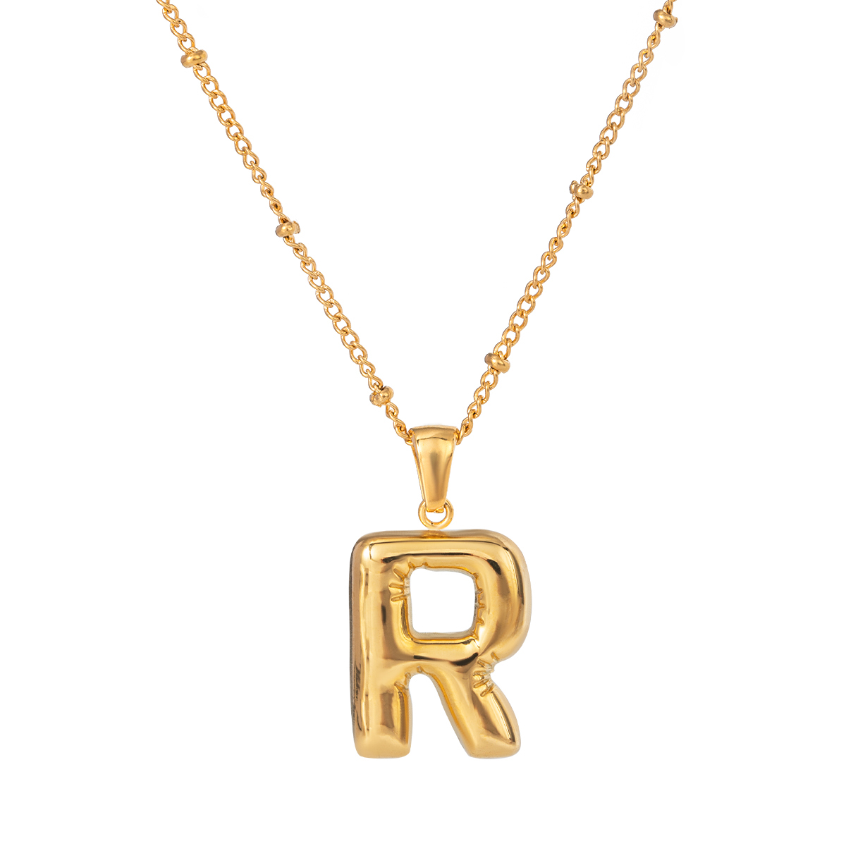 Goud / 1 stuk Eenvoudige casual stijl letter R-vorm roestvrij staal 18K verguld dames hanger ketting Afbeelding18